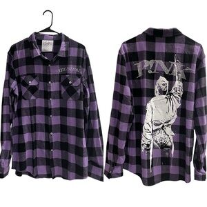 P!NK Alecia Moore Trustfall Purle and Black Button Down Shirt Size Large